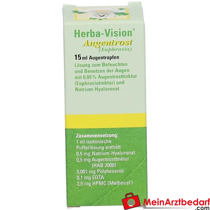 Herba-Vision Augentrost Augentropfen 0,05% Augentrosttinktur mit Natrium‑Hyaluronat 15 ml