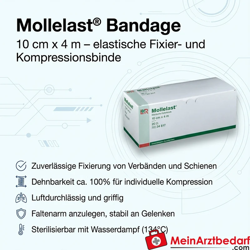 Mollelast® Elastische Fixier- und Kompressionsbinde 10 cm x 4 m, 20 Stück