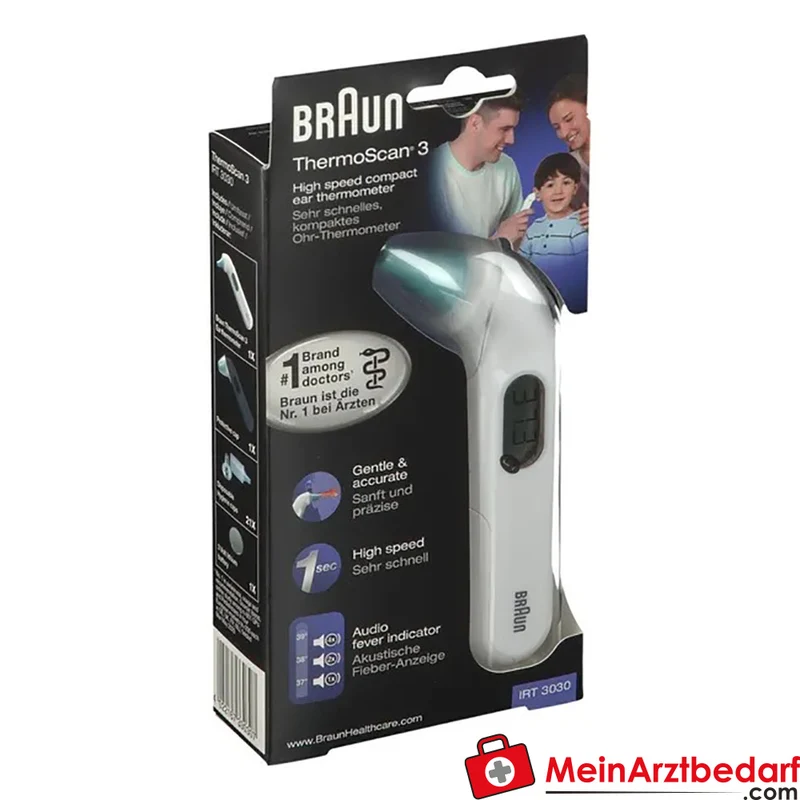 Braun ThermoScan 3 Ohr-Kompaktthermometer digital akustische Fieberanzeige 1 Stück