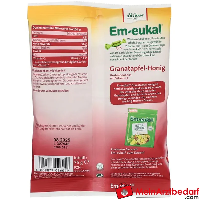 Em-eukal Granatapfel-Honig Bonbons mit Vitamin C und Menthol 75 g