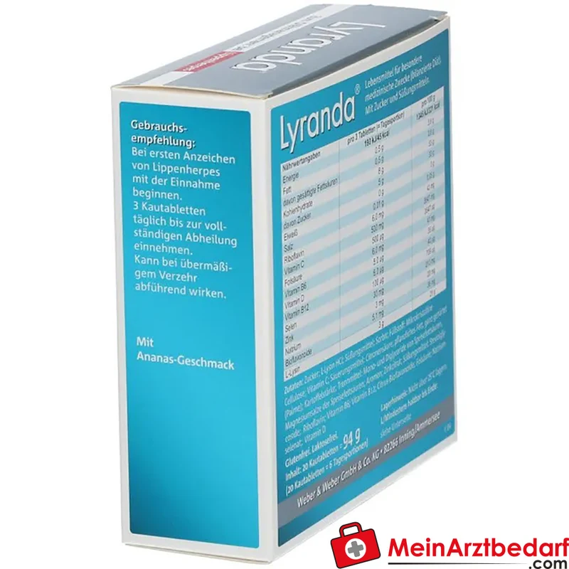 Lyranda Ananas Lysin Zink Selen Kautabletten 20 Stück