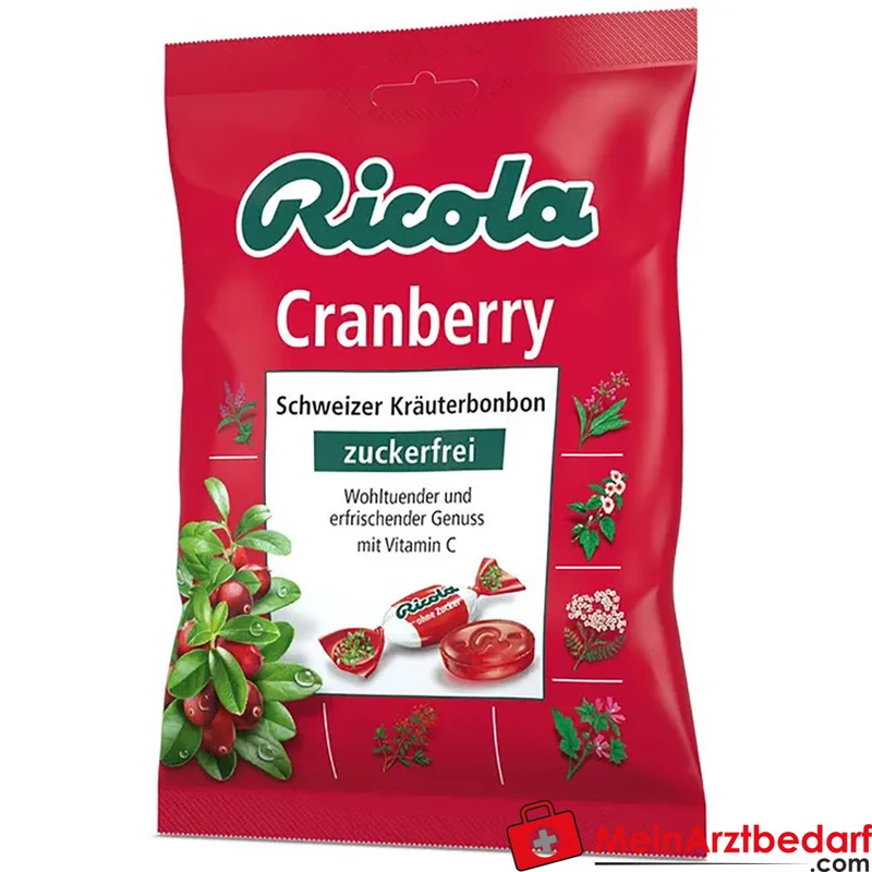 Ricola Schweizer Kräuterbonbons Cranberry zuckerfrei 75 g