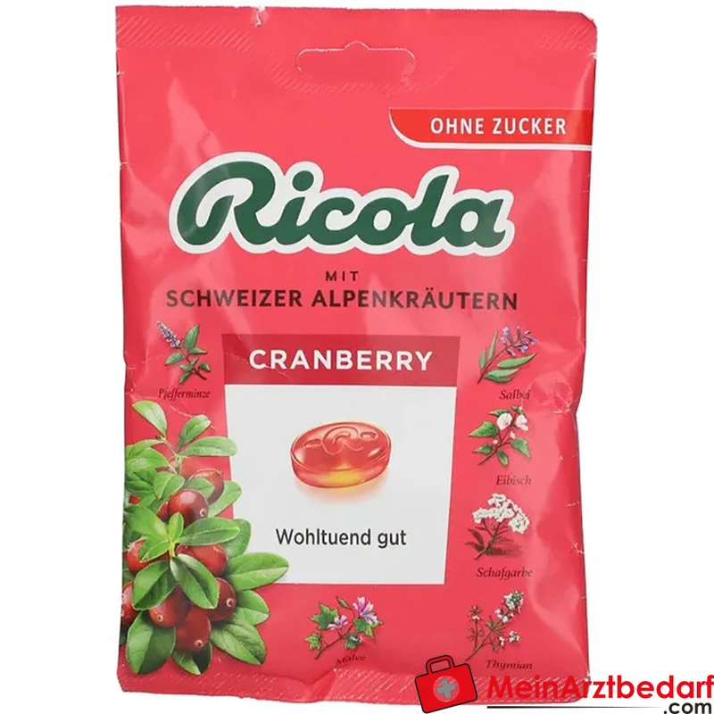 Ricola Schweizer Kräuterbonbons Cranberry zuckerfrei 75 g