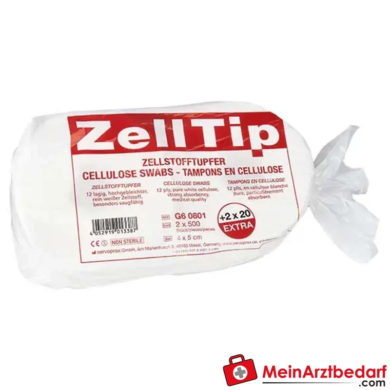 Zelltip Zellstofftupfer 4 x 5 cm, 2 x 500 Stk.