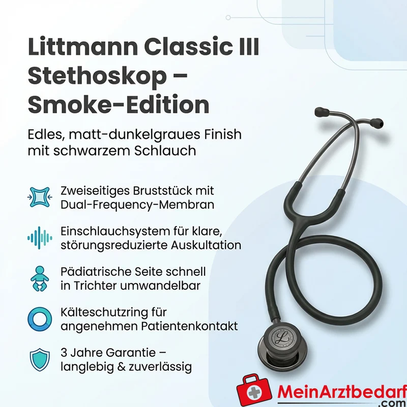 Littmann Classic III Stethoskop, Dual-Frequency, Einschlauch, Smoke-Edition