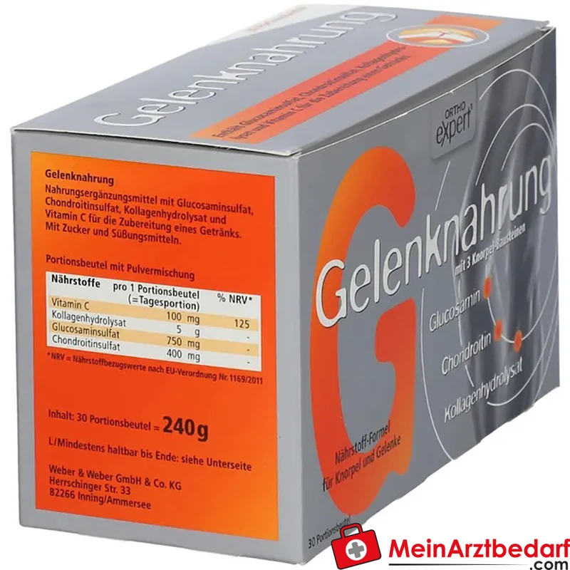 Orthoexpert Gelenknahrung Pulver 5.000 mg Kollagenhydrolysat, 750 mg Glucosamin, 400 mg Chondroitin, 30 Beutel (240 g)