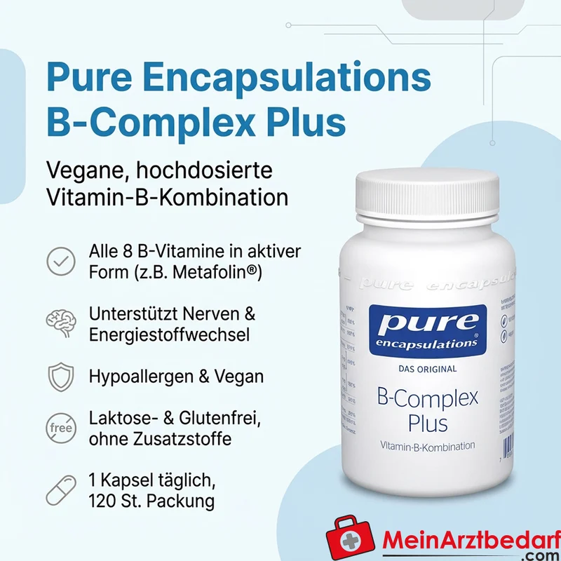 Pure Encapsulations B-Complex Plus Kapseln 120 St. – Hochdosierte B‑Vitamine mit Methylcobalamin & Metafolin®