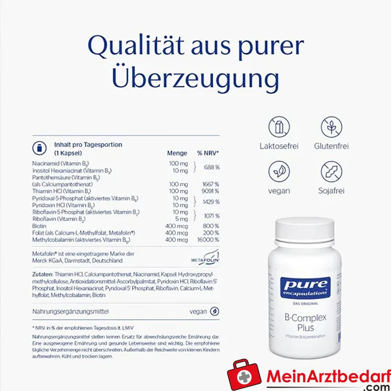 Pure Encapsulations B-Complex Plus B-Vitamine hochdosiert Kapseln 60 Stück