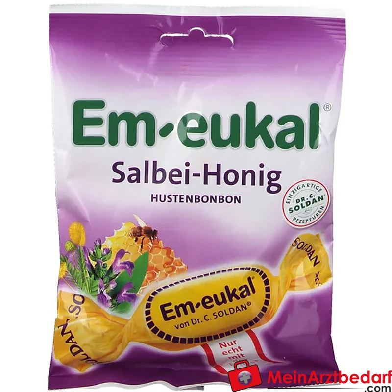 Em-eukal Salbei-Honig Bonbons zuckerhaltig mit Salbeiextrakt und Akazienhonig 75 g