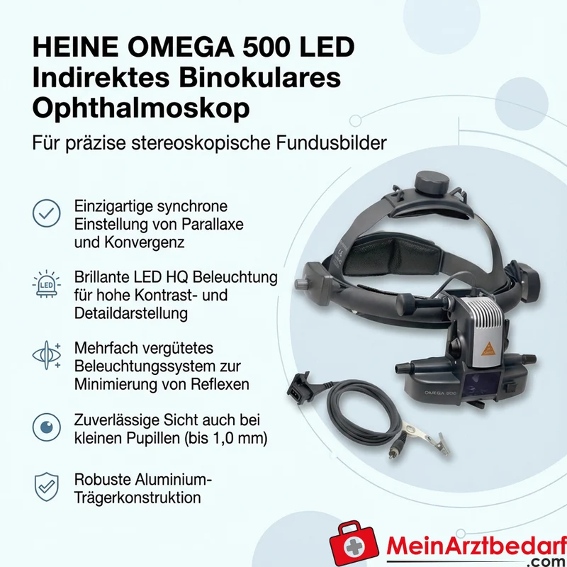 HEINE OMEGA 500 LED indirektes binokular Ophthalmoskop ohne Stromquelle