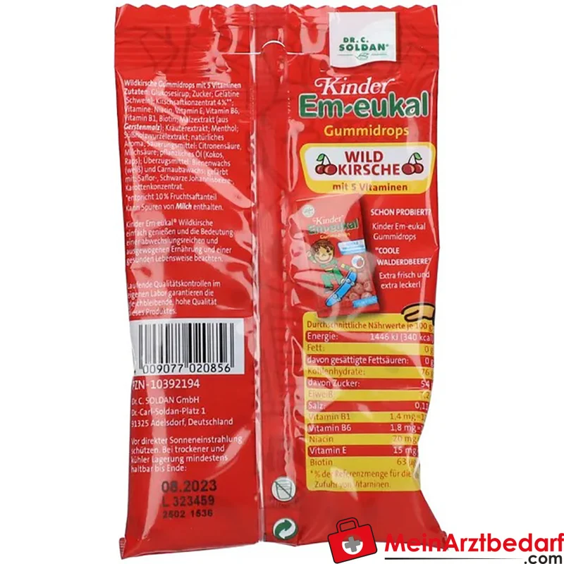 Em-eukal Kinder Gummidrops Wildkirsche mit Vitaminen zuckerhaltig 75 g