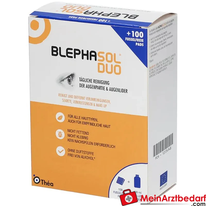 Blephasol Duo Poloxamer 184 Augenlidlotion 100 ml, 100 Reinigungspads