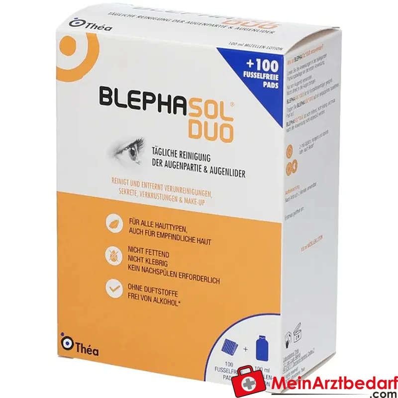 Blephasol Duo Poloxamer 184 Augenlidlotion 100 ml, 100 Reinigungspads