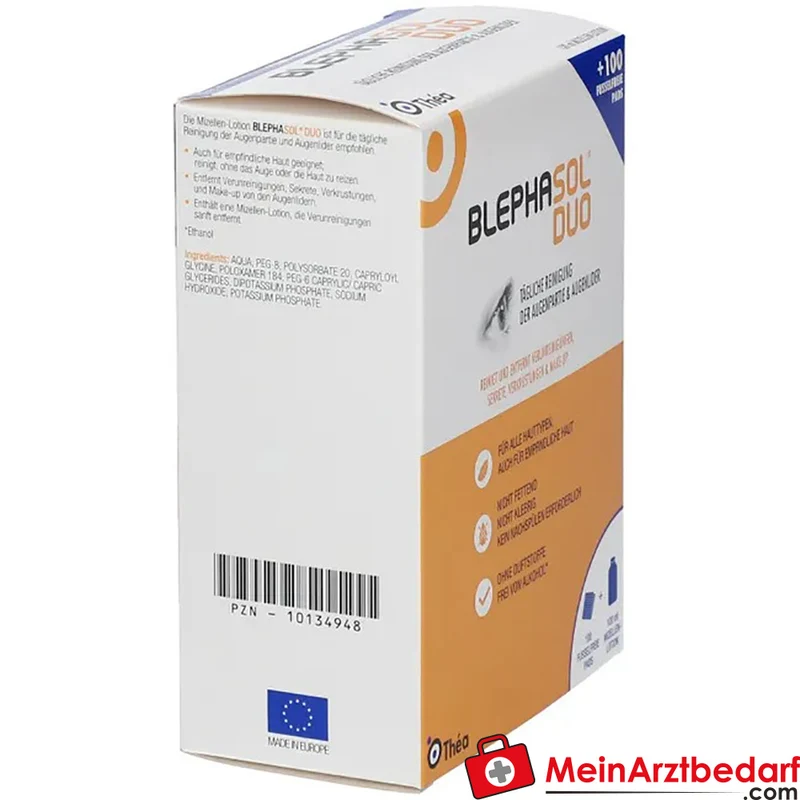 Blephasol Duo Poloxamer 184 Augenlidlotion 100 ml, 100 Reinigungspads