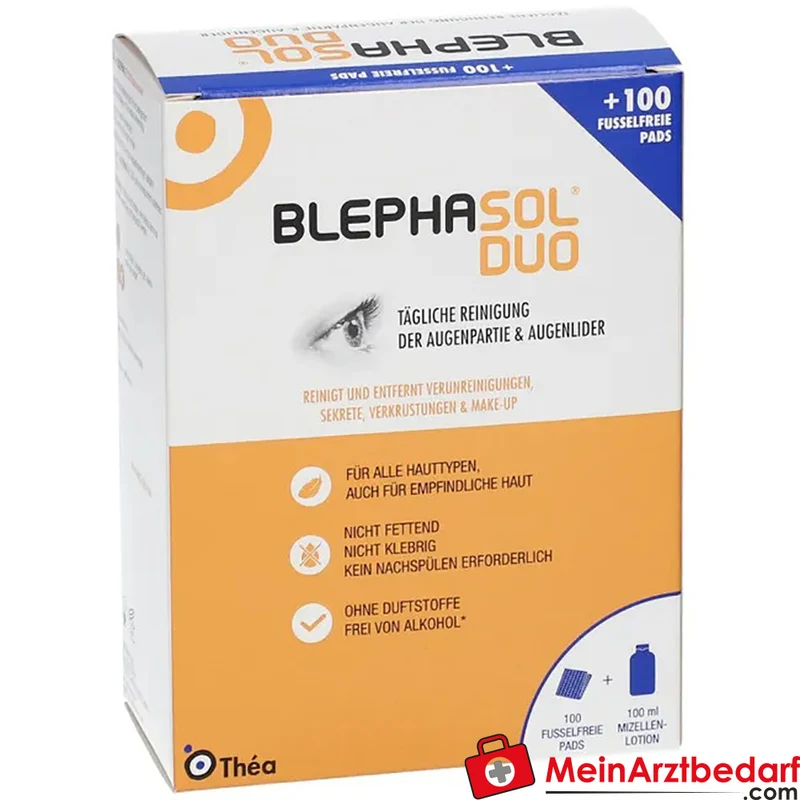 Blephasol Duo Poloxamer 184 Augenlidlotion 100 ml, 100 Reinigungspads