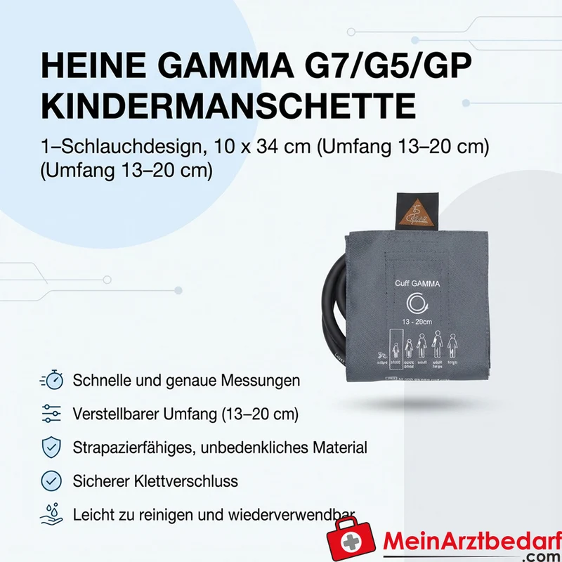 HEINE Gamma G7/G5/GP 1‑Schlauchmanschette Kinder 10 x 34 cm Umfang 13–20 cm komplett