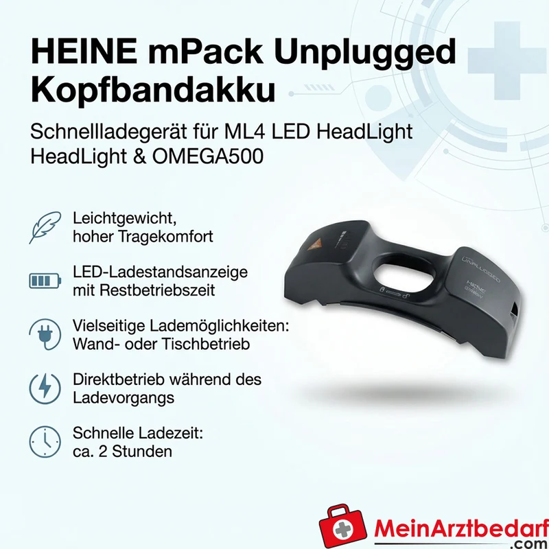 HEINE mPack Unplugged Schnellladegerät Kopfbandakku für ML4 LED HeadLight und OMEGA500