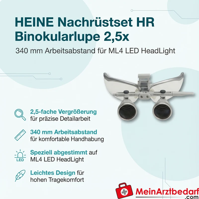 HEINE Nachrüstset HR Binokularlupe 2,5x 340 mm für ML4 LED HeadLight