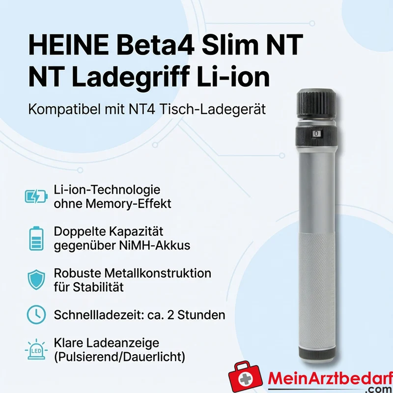 HEINE Beta4 Slim NT Ladegriff Li-ion Metall kompatibel mit NT4 Tisch-Ladegerät