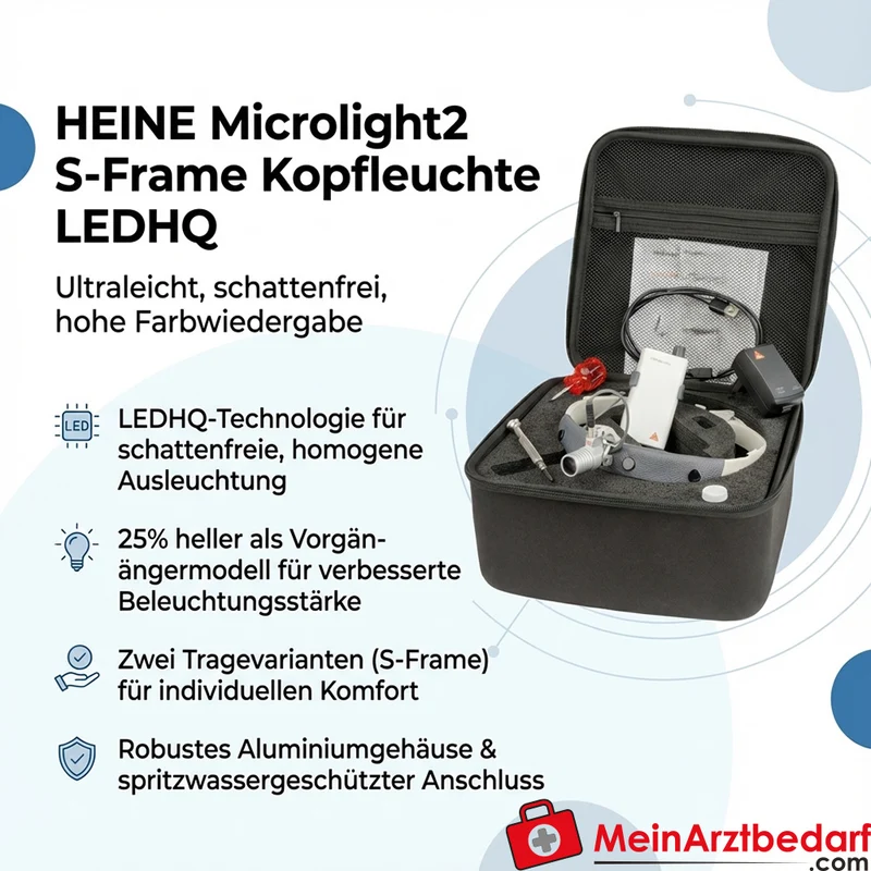 HEINE Microlight2 S-Frame Kopfleuchte LEDHQ Aluminium mit mPack mini