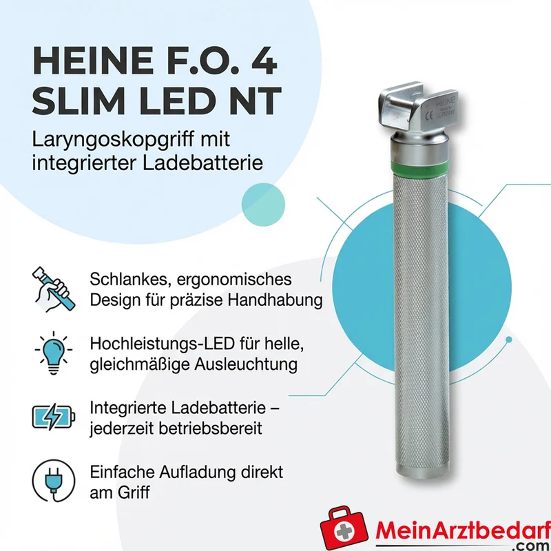 HEINE F.O.4 Slim LED NT Laryngoskopgriff mit integrierter Ladebatterie