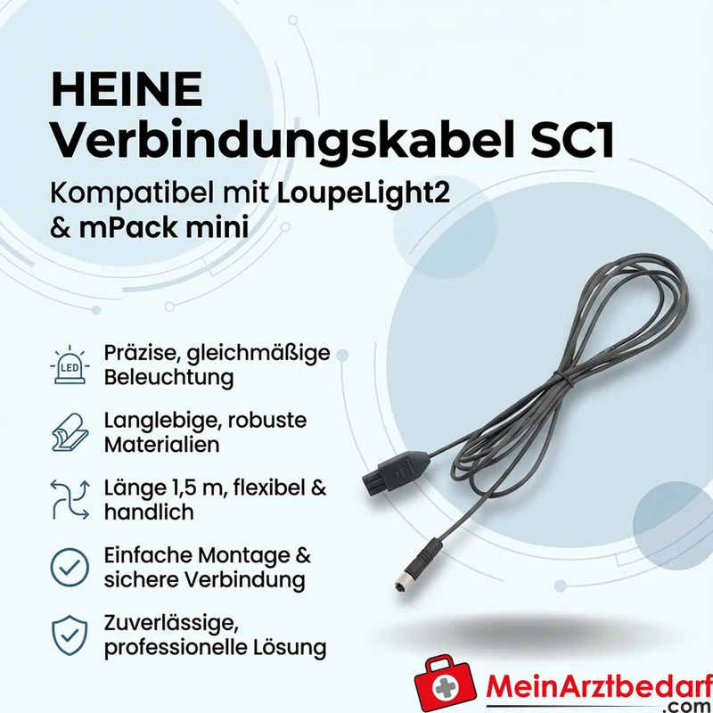 HEINE Verbindungskabel SC1 1,5 m Ø 2,4 mm kompatibel mit LoupeLight2 und mPack mini
