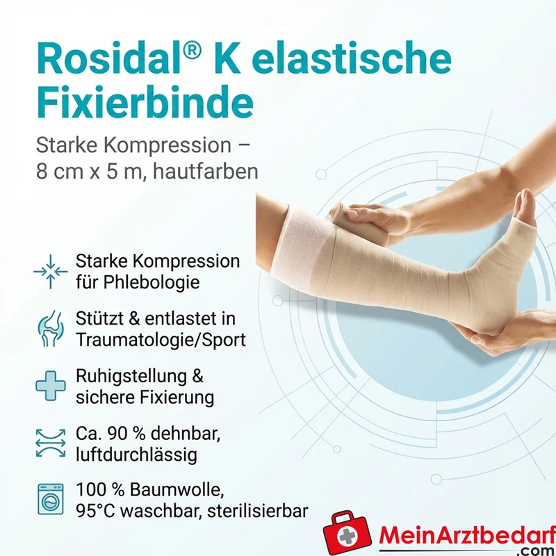 Rosidal K Elastische Fixierbinde 8 cm x 5 m hautfarben 1 Stück