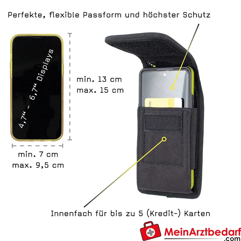 TEE-UU SMARTY PRO Smartphone-Holster 4,7–6,7" schwarz, gepolstert, zwei-Wege-Gürtelschlaufe