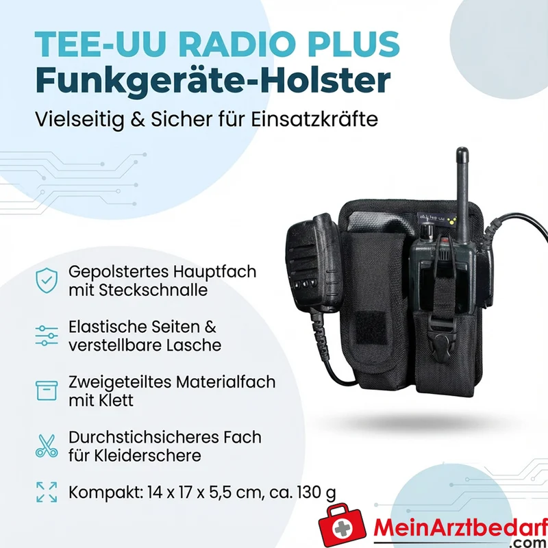 TEE-UU RADIO PLUS Funkgeräte-Holster schwarz gepolstert 1200D Polyester 14x17x5,5 cm