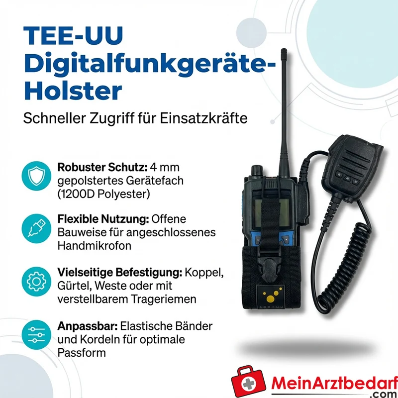 TEE-UU Digitalfunkgeräte-Holster 1200D Polyester schwarz Trageriemen 95-180 cm 6,5x14,5x6 cm