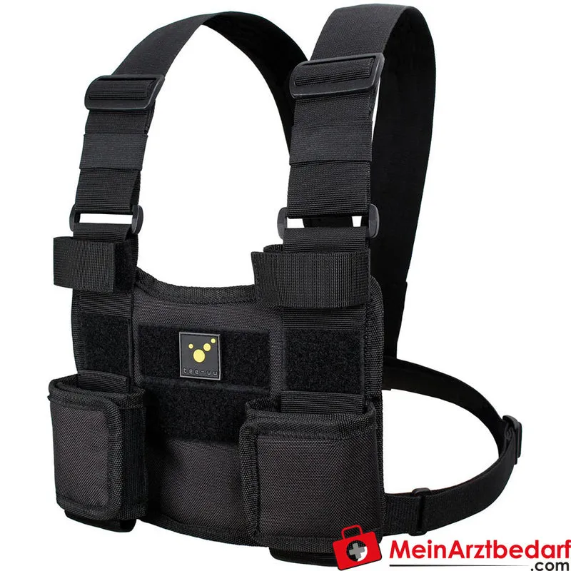 TEE-UU Chest Twin Funkgeräte-Harnisch 2-fach verstellbar 1200D Polyester schwarz 23 x 18 x 4 cm