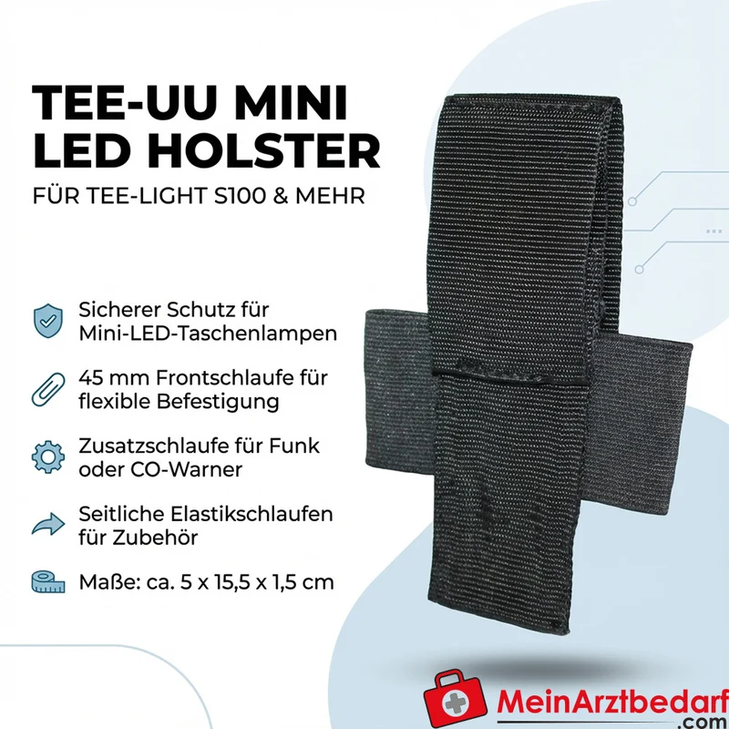 TEE-UU MINI LED Taschenlampen-Holster für TEE-LIGHT S100, Polypropylen schwarz, 5 × 15,5 × 1,5 cm