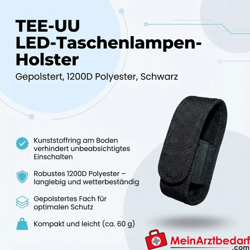 TEE-UU LED-Taschenlampen-Holster gepolstert 1200D Polyester schwarz 5×16×4 cm