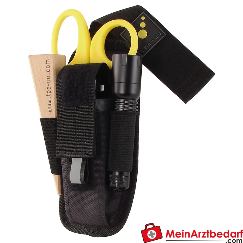 TEE-UU PLUS ULTRA Holster schwarz kompakt, 2 Fächer Gürtelholster mit gepolsterter Rückseite und Elastikschlaufen