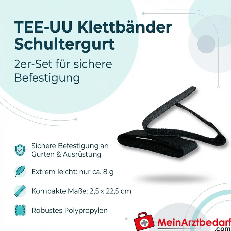 TEE-UU Klettbänder Schultergurt 2er-Set, 2,5 x 22,5 cm, schwarz