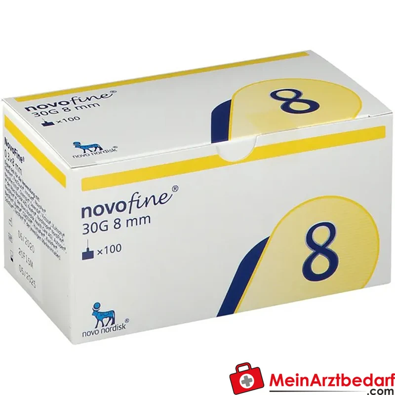 NovoFine Injektionsnadeln 0,30 x 8 mm (30G) Einmalnadel TW 100 Stück