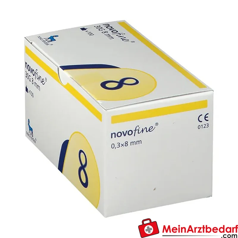 NovoFine Injektionsnadeln 0,30 x 8 mm (30G) Einmalnadel TW 100 Stück