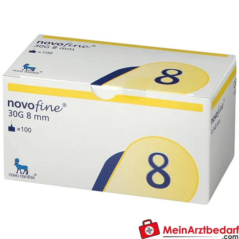 NovoFine Injektionsnadeln 0,30 x 8 mm (30G) Einmalnadel TW 100 Stück