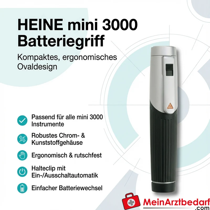 HEINE mini 3000 Batteriegriff, Chromlegierung & veredelter Kunststoff