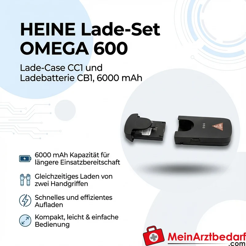 HEINE Lade-Set OMEGA 600 Lade-Case CC1 und Ladebatterie CB1 6000 mAh für 2 Handgriffe