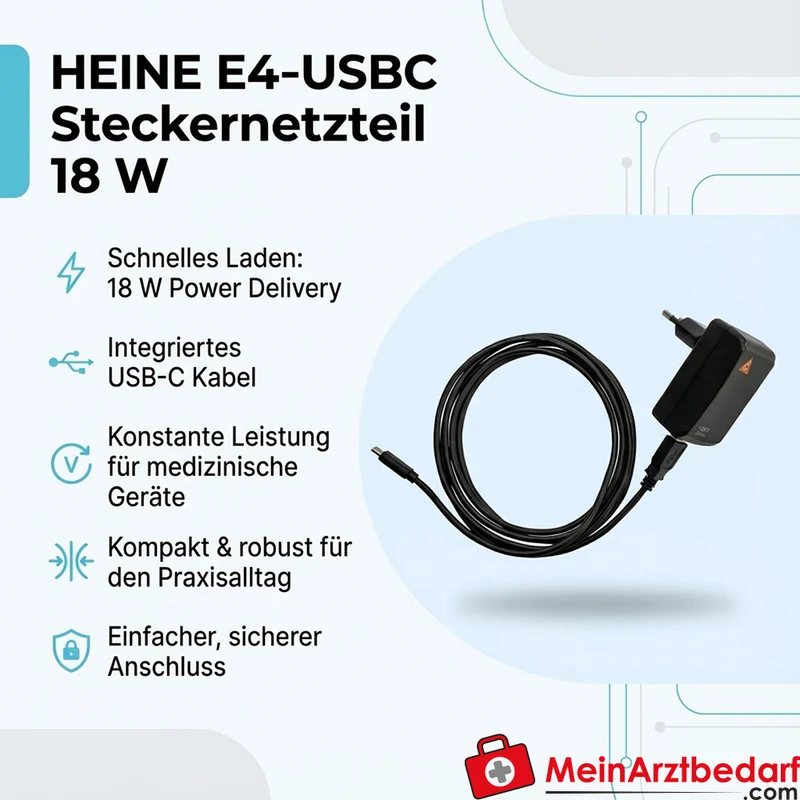 HEINE E4-USBC Steckernetzteil 18 W USB-C mit Kabel für medizinische Geräte