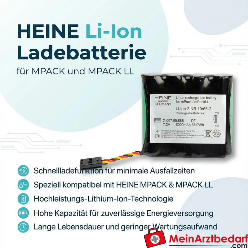 HEINE Li‑Ion Ladebatterie für MPACK und MPACK LL, Schnellladefunktion