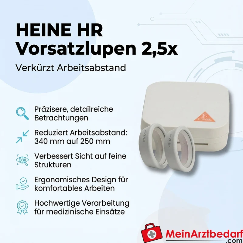 HEINE HR Vorsatzlupen für Binokularlupe 2,5x von 340 auf 250 mm im Etui
