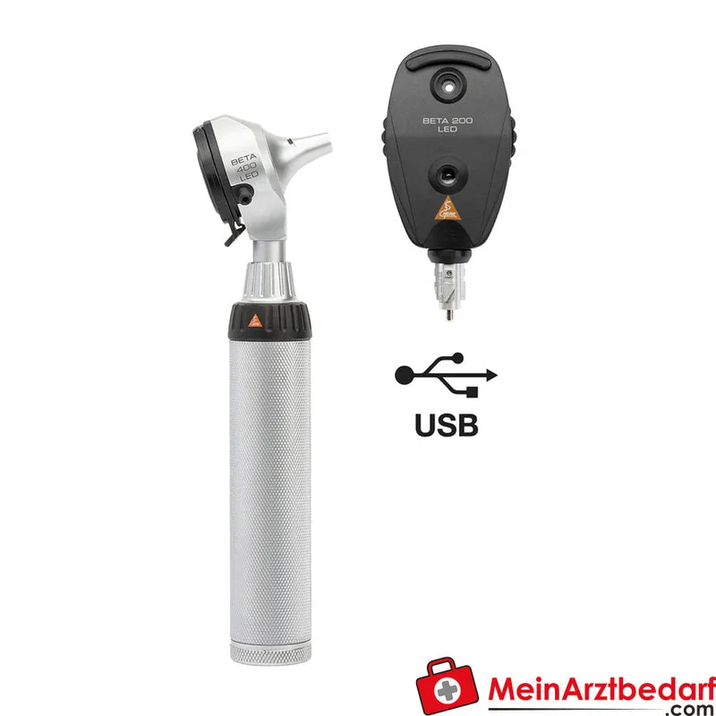HEINE BETA Set LED: BETA 200 Ophthalmoskop & BETA 400 F.O. Otoskop, USB-Ladegriff