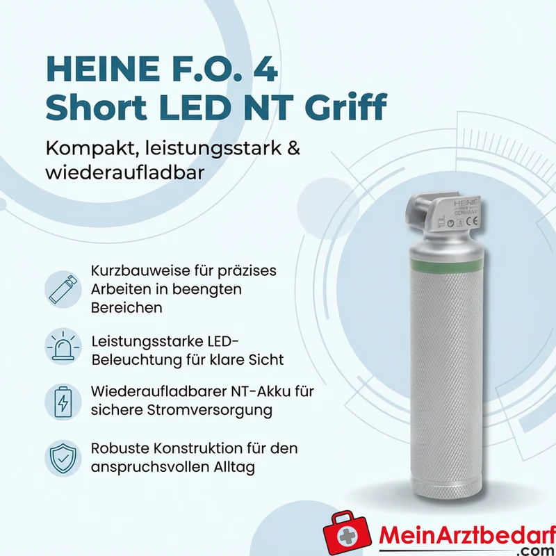 HEINE F.O. 4 Short LED NT Laryngoskopgriff kurz wiederaufladbar