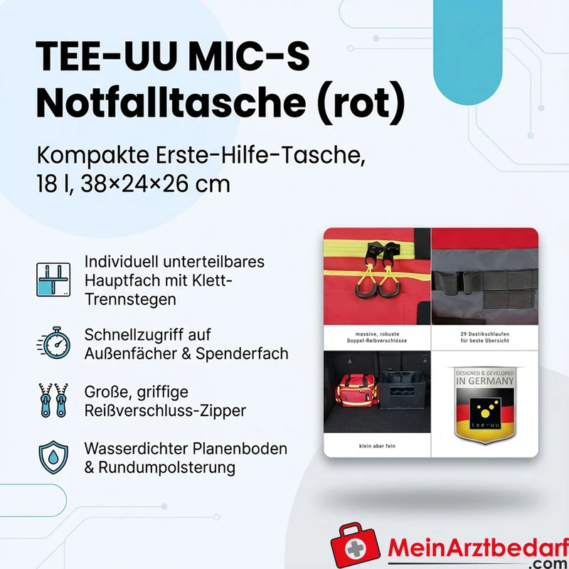 TEE-UU MIC-S Notfalltasche rot 38×24×26 cm 18 L 1200D Polyester gepolstert