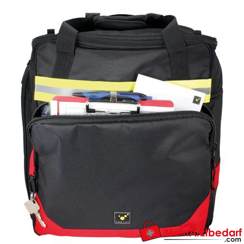 TEE-UU EQUIBAG EVO Einsatzrucksack 50 L mit Stiefelfach und Helmhalterung 600D Polyester schwarz/rot