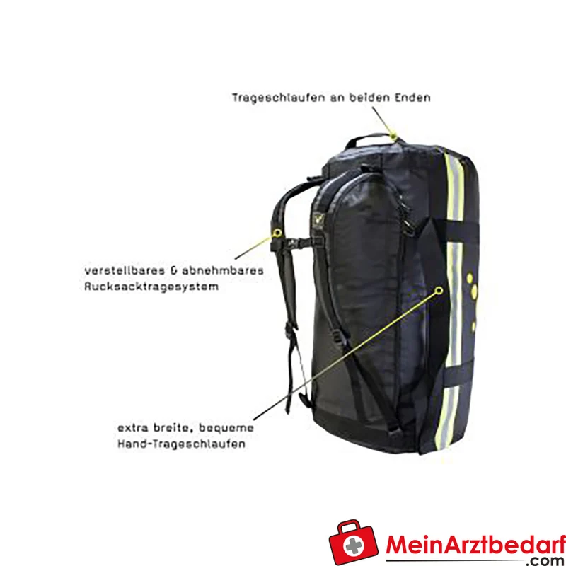 TEE-UU BARRELBAG Bekleidungstasche 75 L wasserdicht mit verstärktem Boden, Rucksack- und Umhängefunktion, Reflexstreifen
