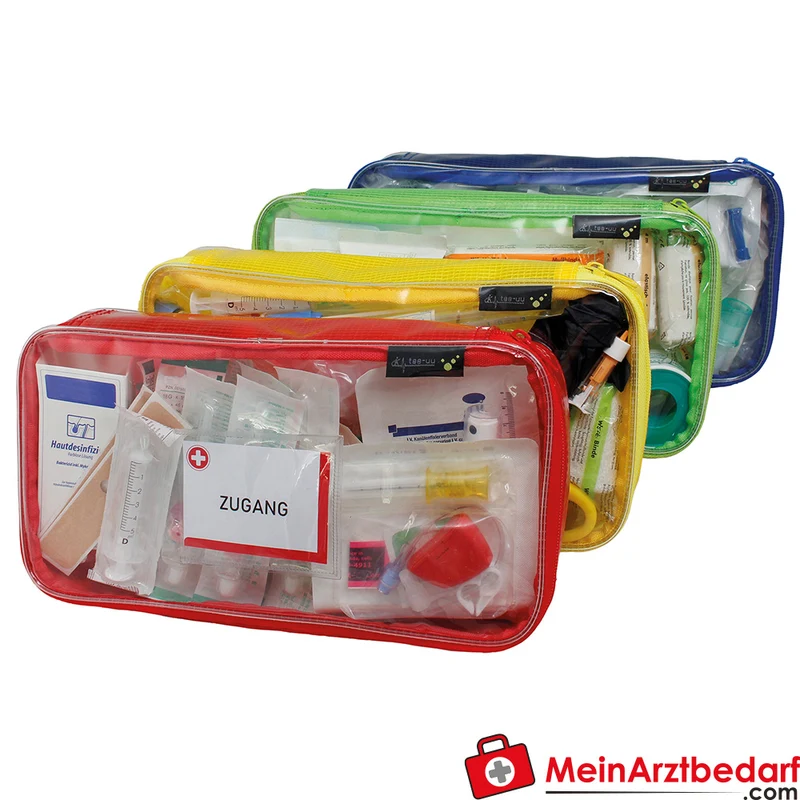 TEE-UU PRAXIS LARGE Modultaschen-Set 4x L 30 x 5 x 15 cm Plane transparent Rot/Gelb/Blau/Grün