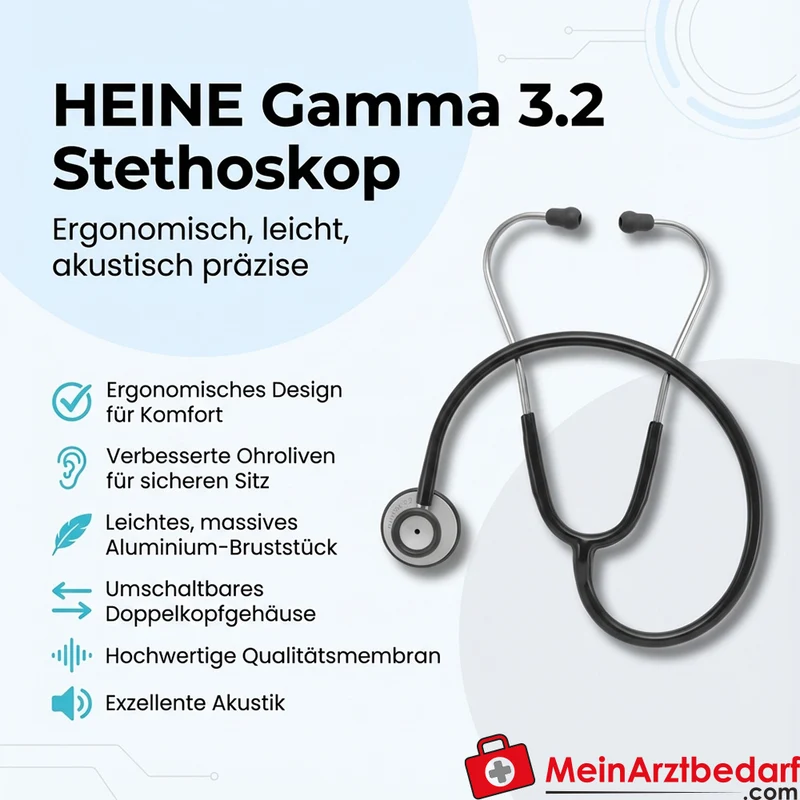 HEINE Gamma 3.2 Stethoskop Aluminium Doppelkopf ergonomische Ohrbügel
